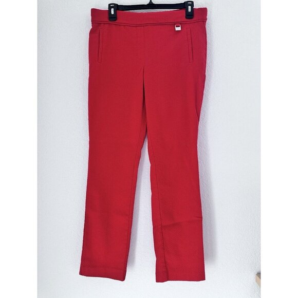 Rafaella Comfort Womens Pants 12 Red Textured Knit Stretch Pull On Ponte Comfort - Picture 2 of 8